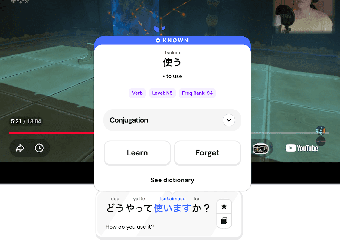 Learn vocabulary and grammar directly from subtitles