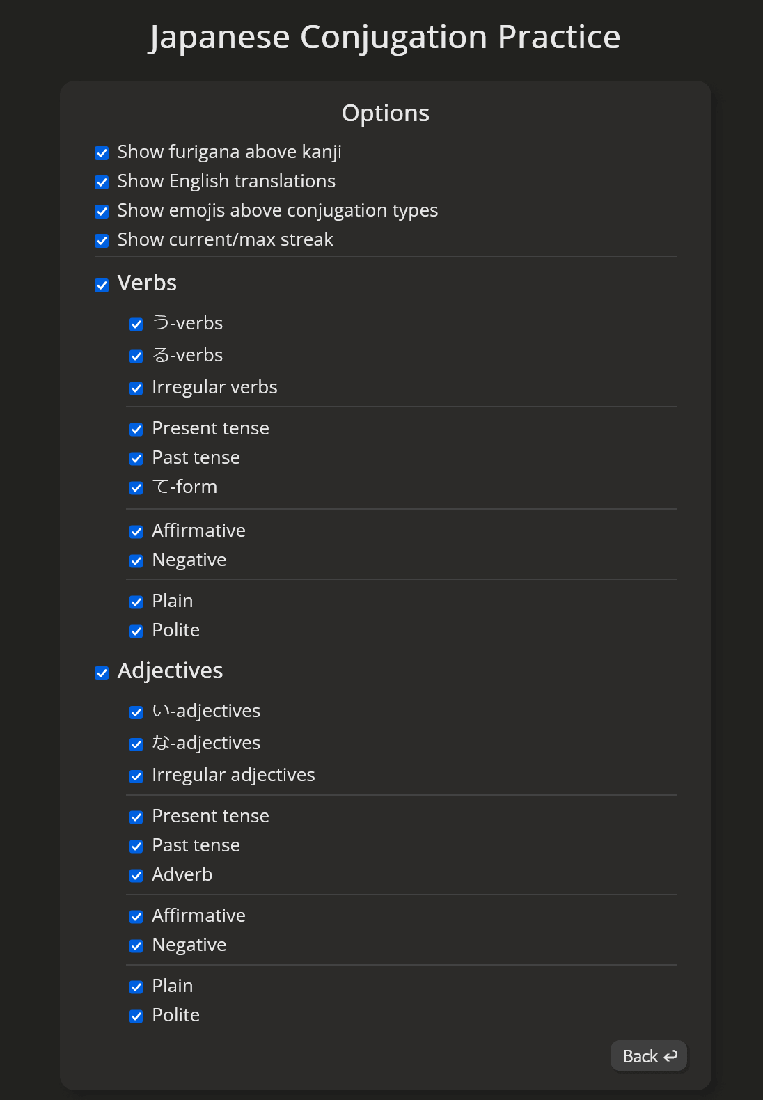 bailey snyder conjugation app screenshot 2